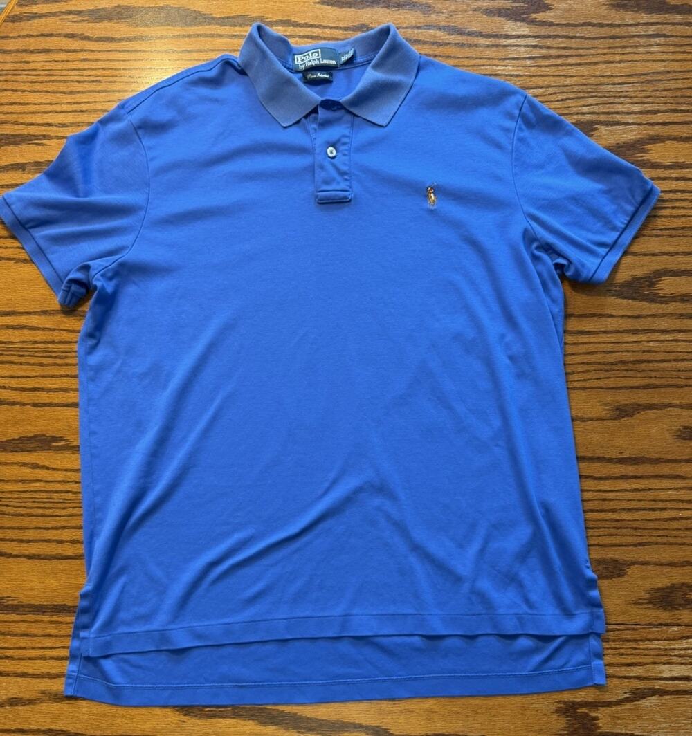 Polo Ralph Lauren Pima Soft Touch Shirt Mens Sz XL Golf Short Sleeve Blue